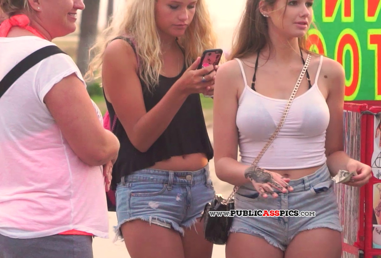 Skimpy shorts on sexy ass girls in public